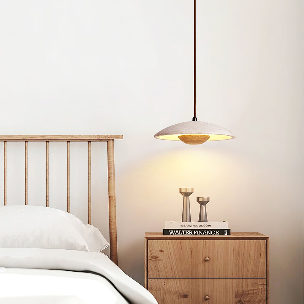Zodore Wide-Brim Travertine Pendant Light
