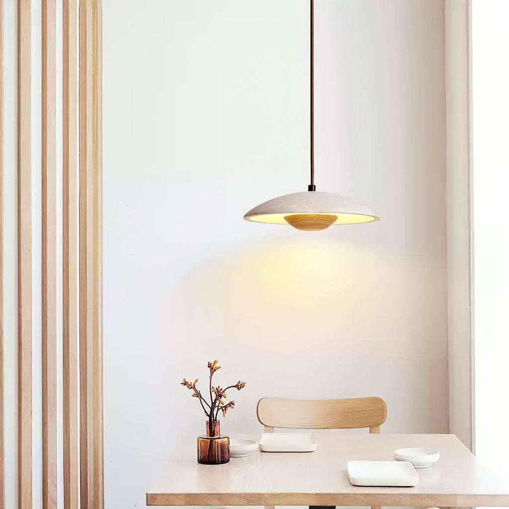 Zodore Wide-Brim Travertine Pendant Light