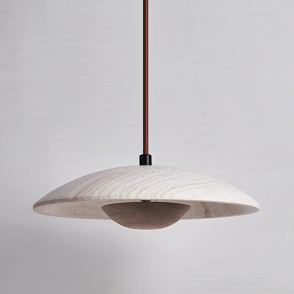 Zodore Wide-Brim Travertine Pendant Light