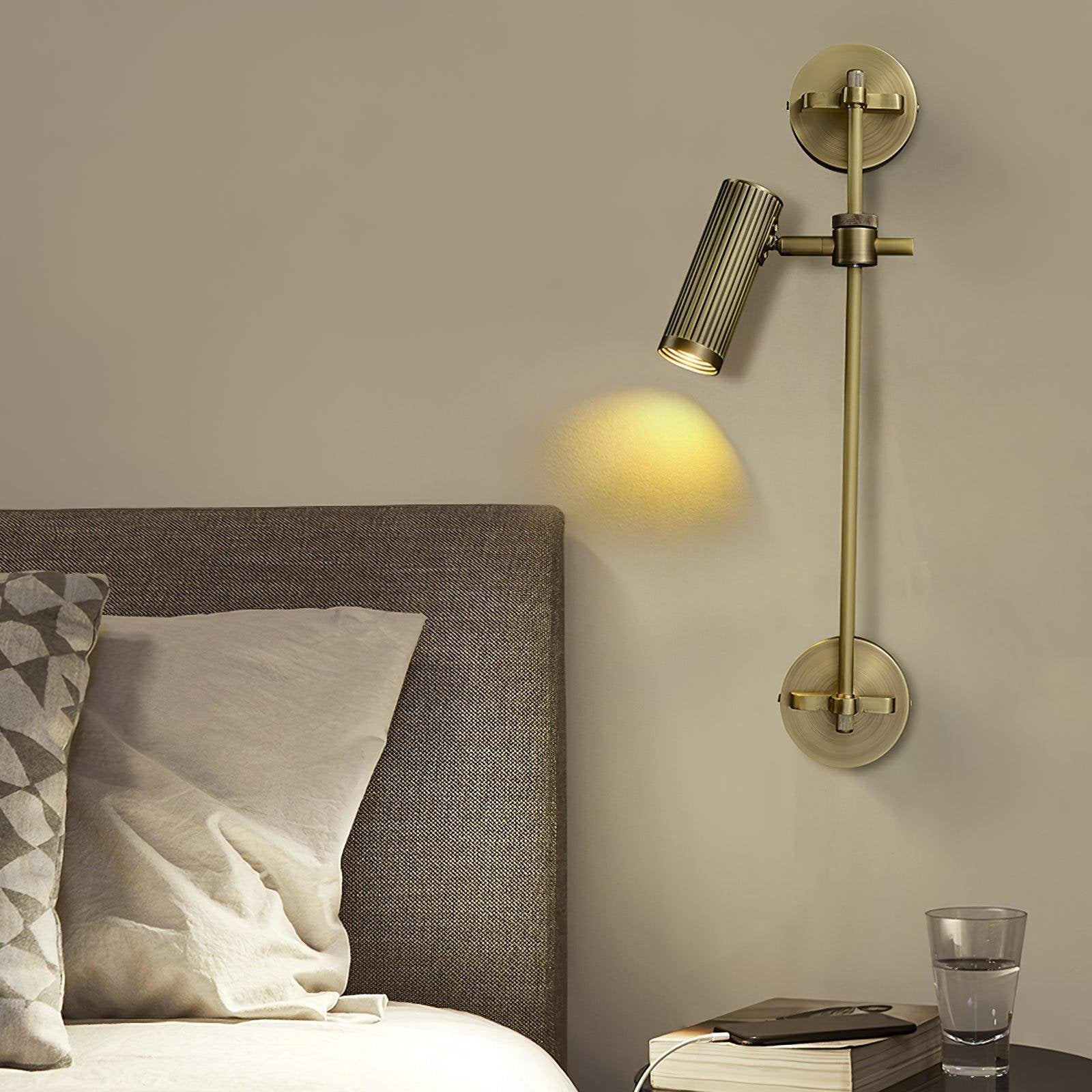 Adjustable Spot Rail Wall Light Bronze Retro Hardwired Bedroom Living Room — 1 & 2 Head Sets