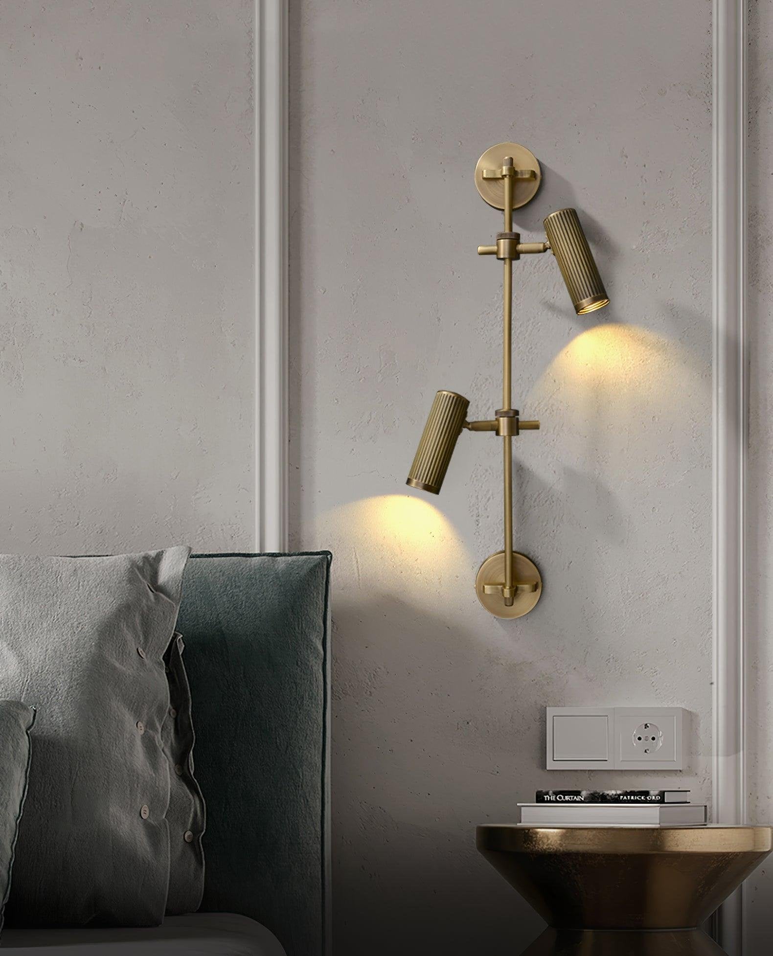 Adjustable Spot Rail Wall Light Bronze Retro Hardwired Bedroom Living Room — 1 & 2 Head Sets