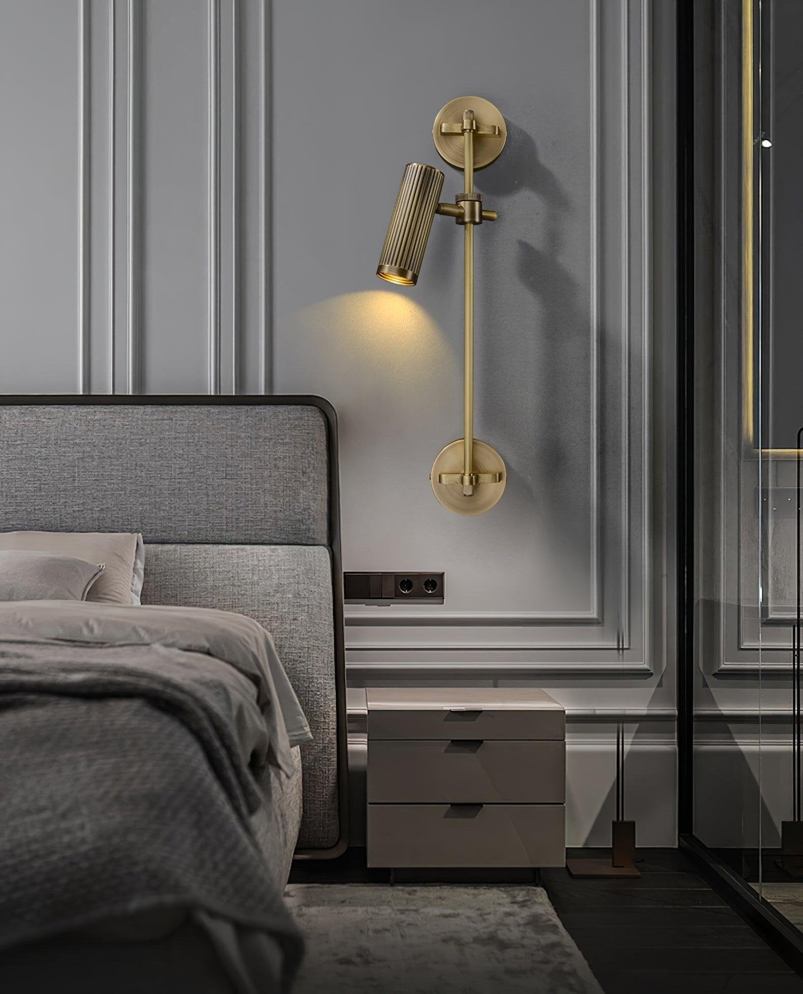 Adjustable Spot Rail Wall Light Bronze Retro Hardwired Bedroom Living Room — 1 & 2 Head Sets