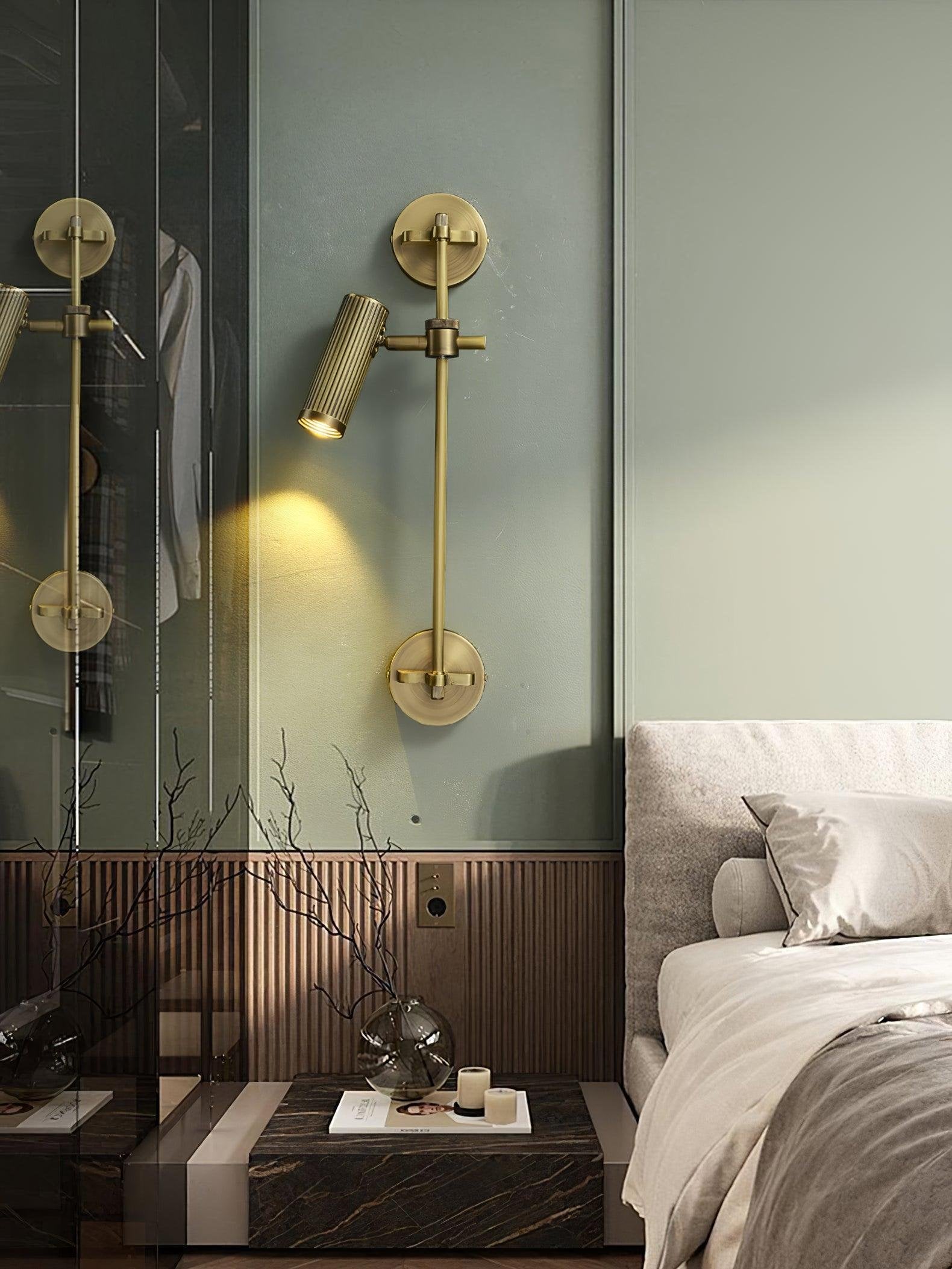 Adjustable Spot Rail Wall Light Bronze Retro Hardwired Bedroom Living Room — 1 & 2 Head Sets