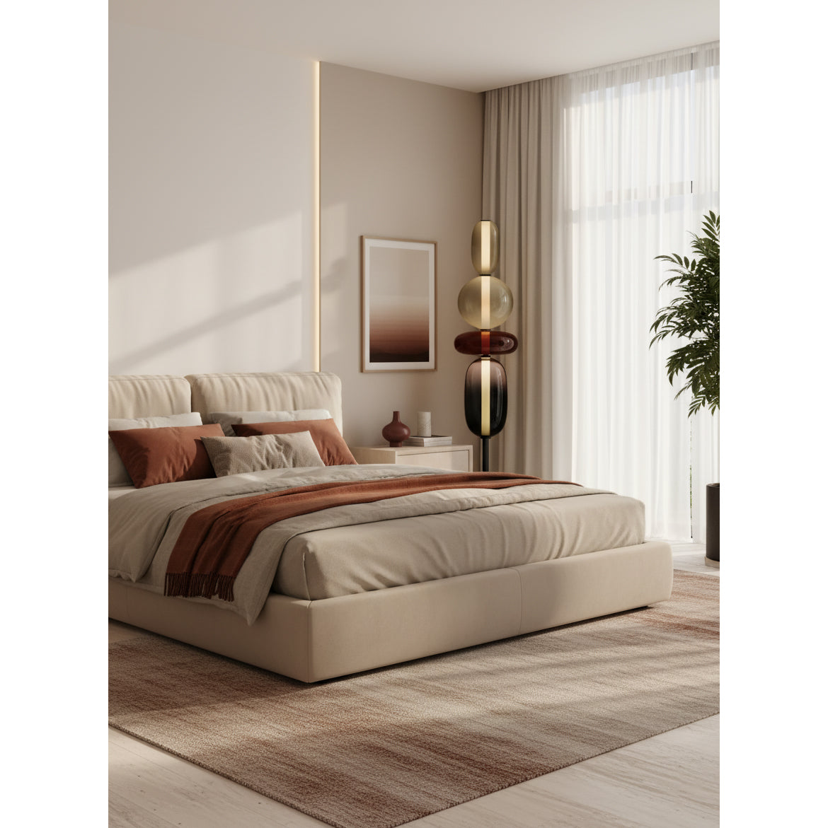Stacked Glass Pebble Floor Lamp Sculptural LED Warm White Living Room Bedroom — Multiple Colors
