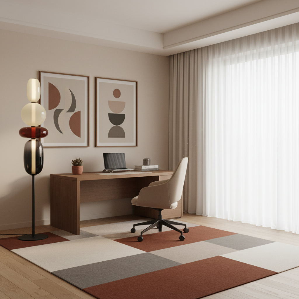 Stacked Glass Pebble Floor Lamp Sculptural LED Warm White Living Room Bedroom — Multiple Colors