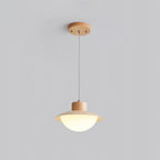 Pendant Lamp Metal and Wood PE Shade Dome Shape Minimalist