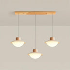 Pendant Lamp Metal and Wood PE Shade Dome Shape Minimalist