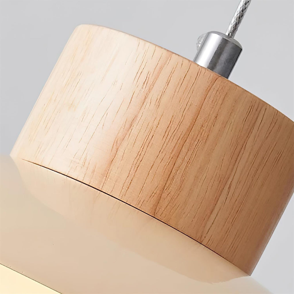 Pendant Lamp Metal and Wood PE Shade Dome Shape Minimalist