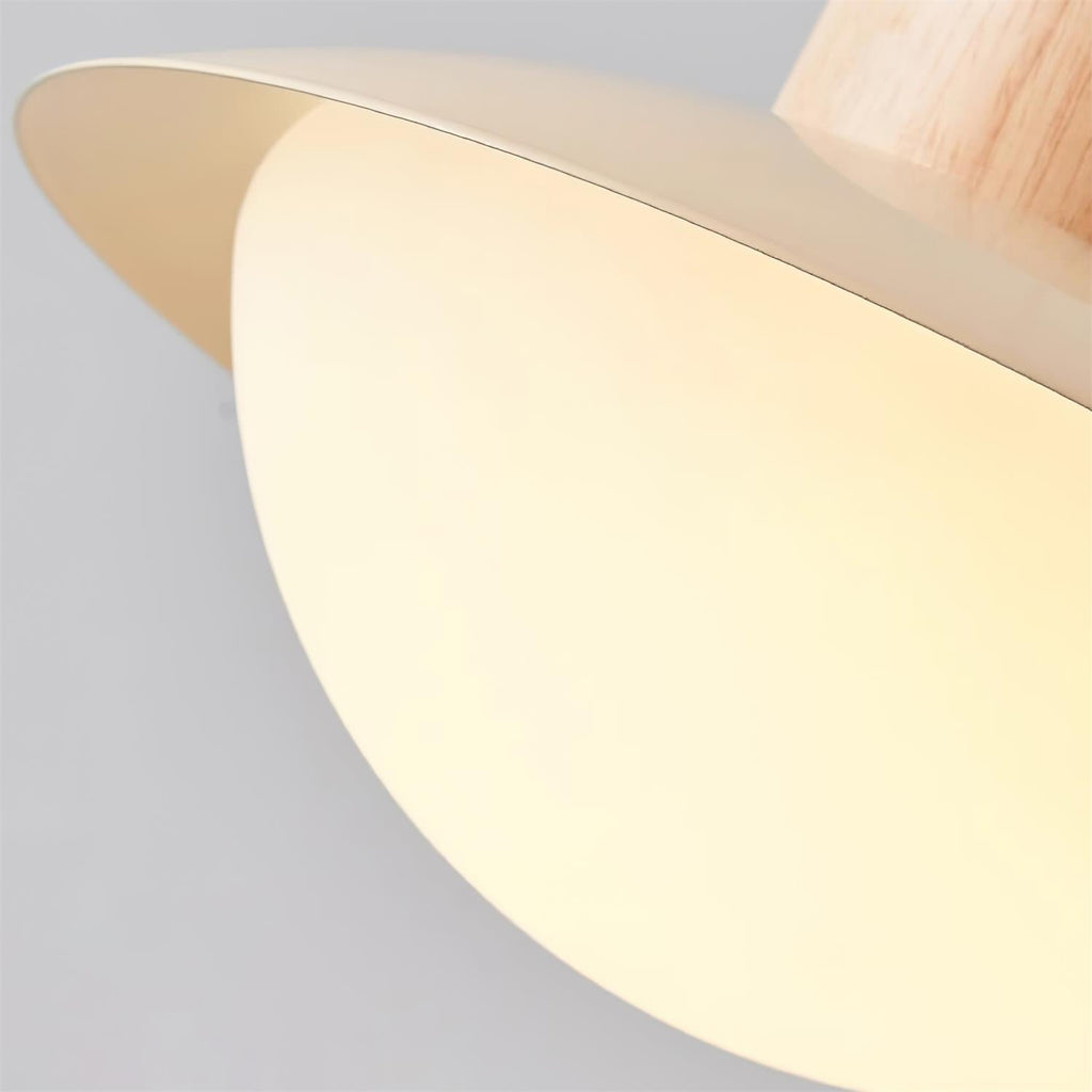Pendant Lamp Metal and Wood PE Shade Dome Shape Minimalist