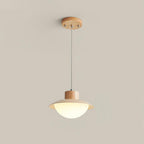Pendant Lamp Metal and Wood PE Shade Dome Shape Minimalist