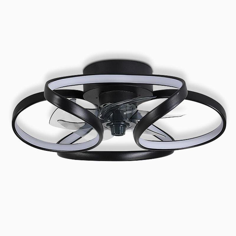 Flower Flush Mount Ceiling Fan with LED Light Remote Control Dimmable — Gold White Black 18 to 22 Inch
