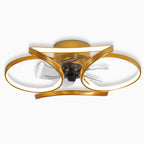 Flower Flush Mount Ceiling Fan with LED Light Remote Control Dimmable — Gold White Black 18 to 22 Inch