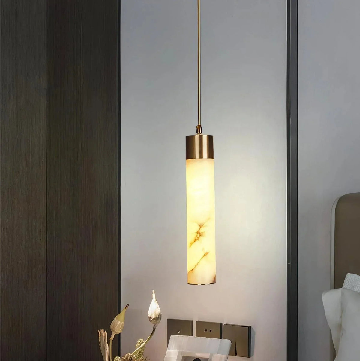Dike White Alabaster Pendant Light