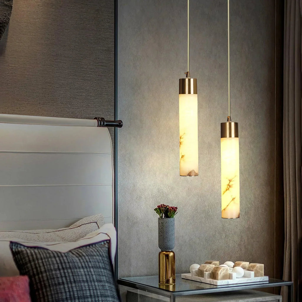 Dike White Alabaster Pendant Light