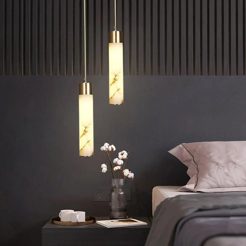 Dike White Alabaster Pendant Light