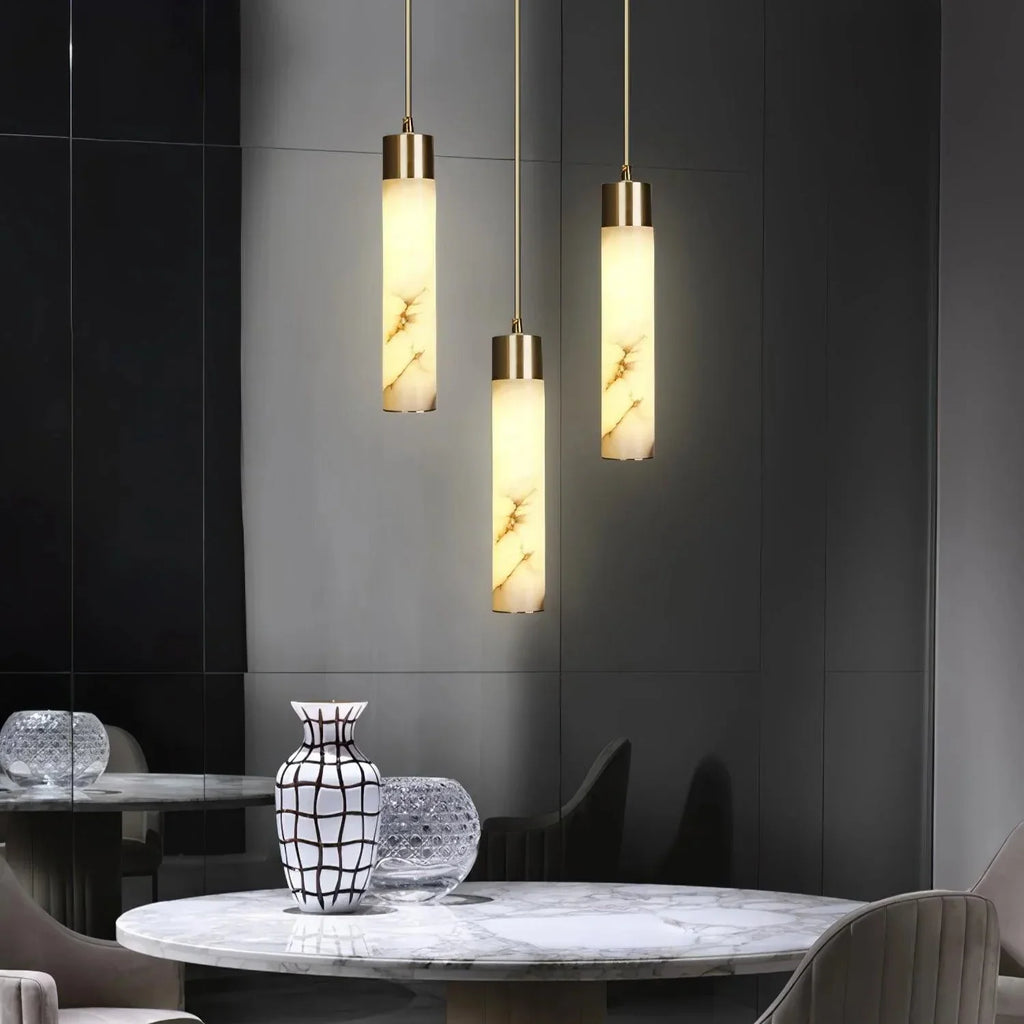 Dike White Alabaster Pendant Light