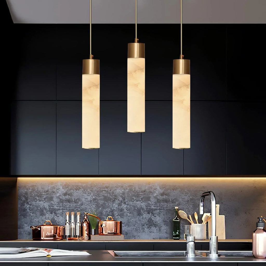 Dike White Alabaster Pendant Light
