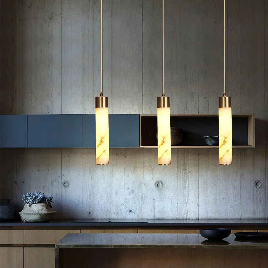 Dike White Alabaster Pendant Light