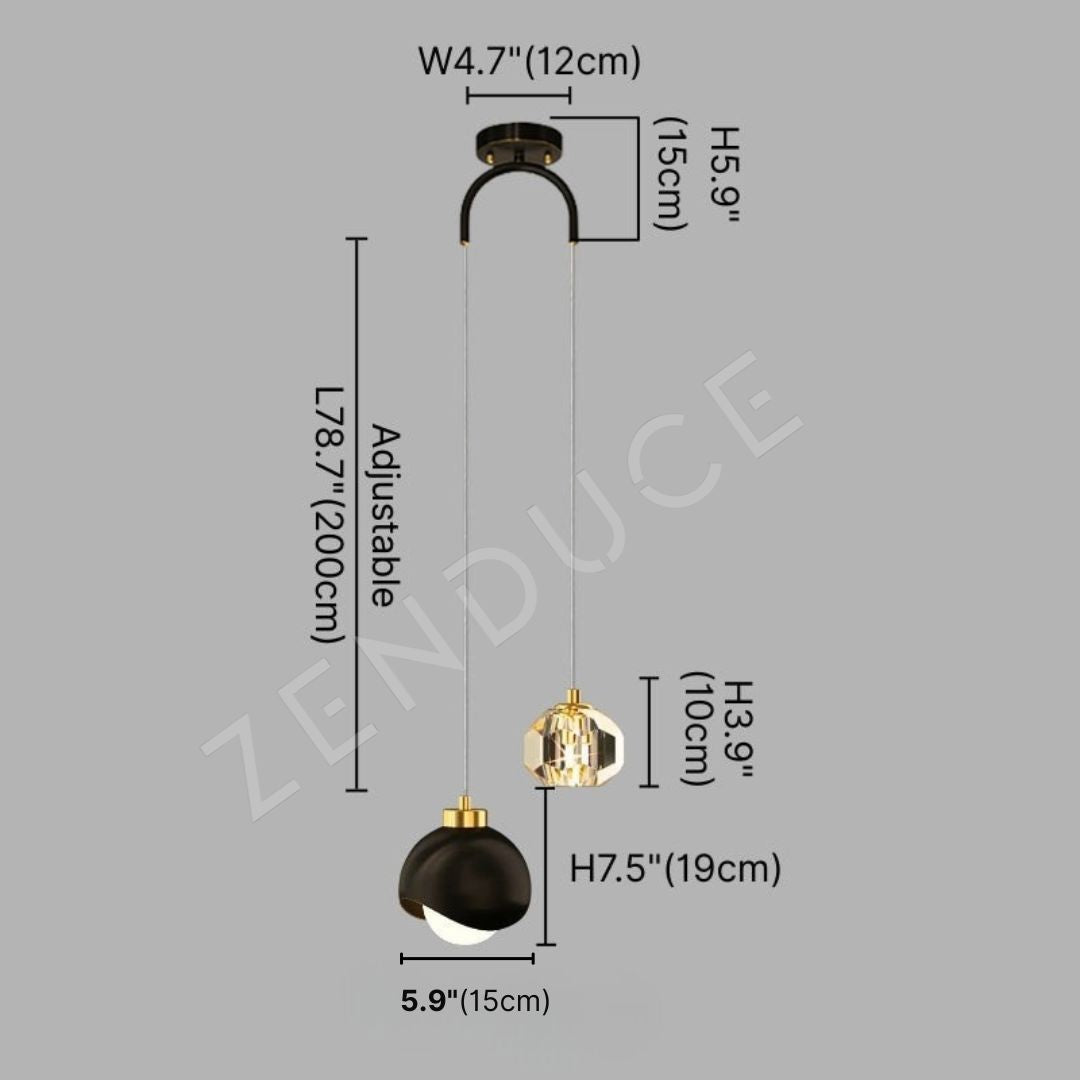 Crystal Mini Pendant Light Gold Dome Polished Dining Room Kitchen Island — Black Gold Warm White