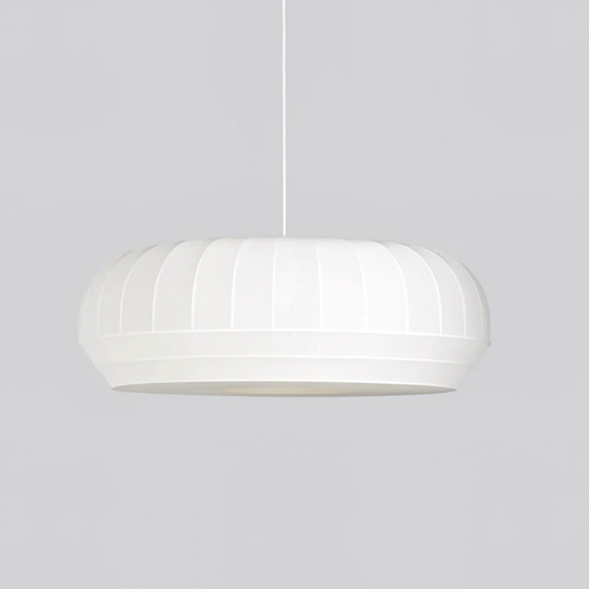 Pendant Lamp Silk Shade White Fabric Vertical Lines Soft Modern Minimalist