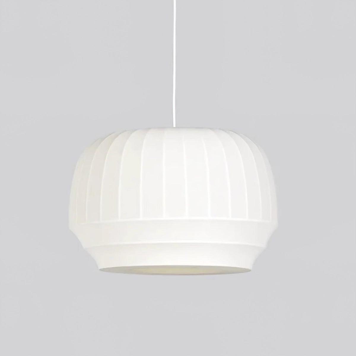 Pendant Lamp Silk Shade White Fabric Vertical Lines Soft Modern Minimalist