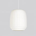 Pendant Lamp Silk Shade White Fabric Vertical Lines Soft Modern Minimalist