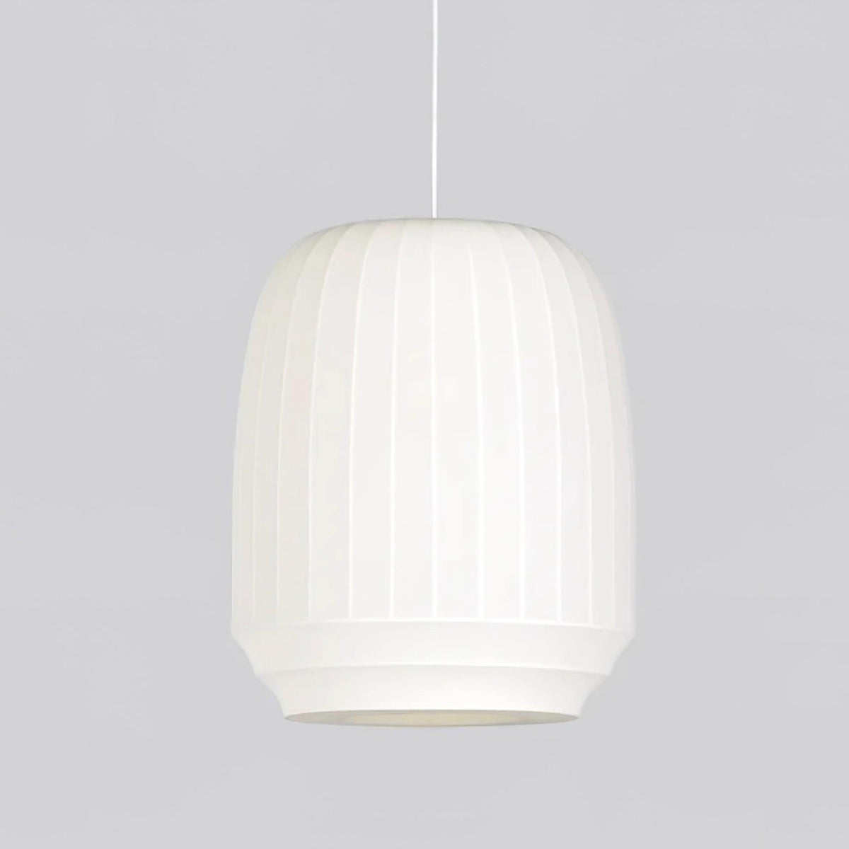 Pendant Lamp Silk Shade White Fabric Vertical Lines Soft Modern Minimalist