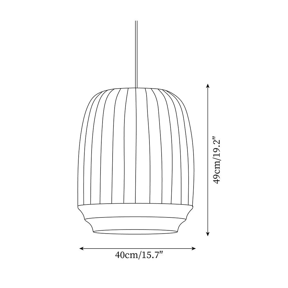 Pendant Lamp Silk Shade White Fabric Vertical Lines Soft Modern Minimalist