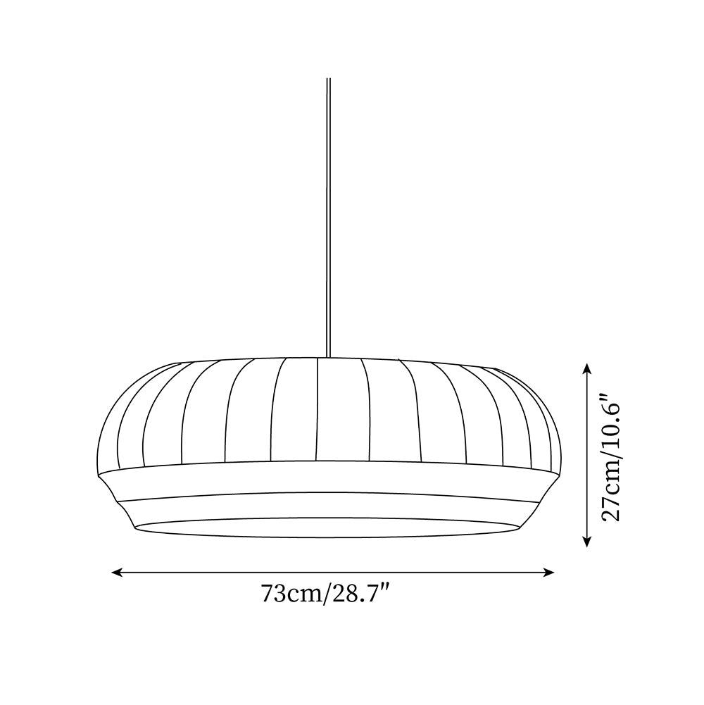 Pendant Lamp Silk Shade White Fabric Vertical Lines Soft Modern Minimalist