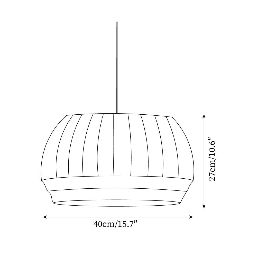 Pendant Lamp Silk Shade White Fabric Vertical Lines Soft Modern Minimalist
