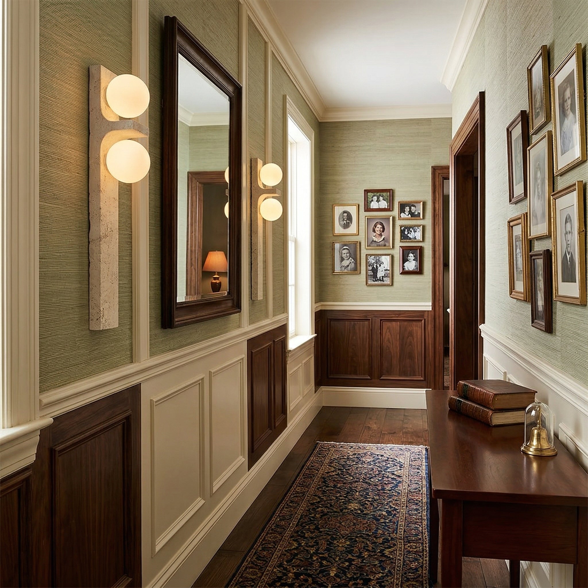 Asymmetrical Travertine Wall Sconce Natural Stone LED Warm Light Bedroom Living Room — Warm Cool