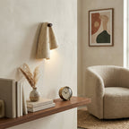 Pearlmont Travertine Wall Lamp Natural Stone LED Warm Light Bedroom Living Room — 4 Plug Options