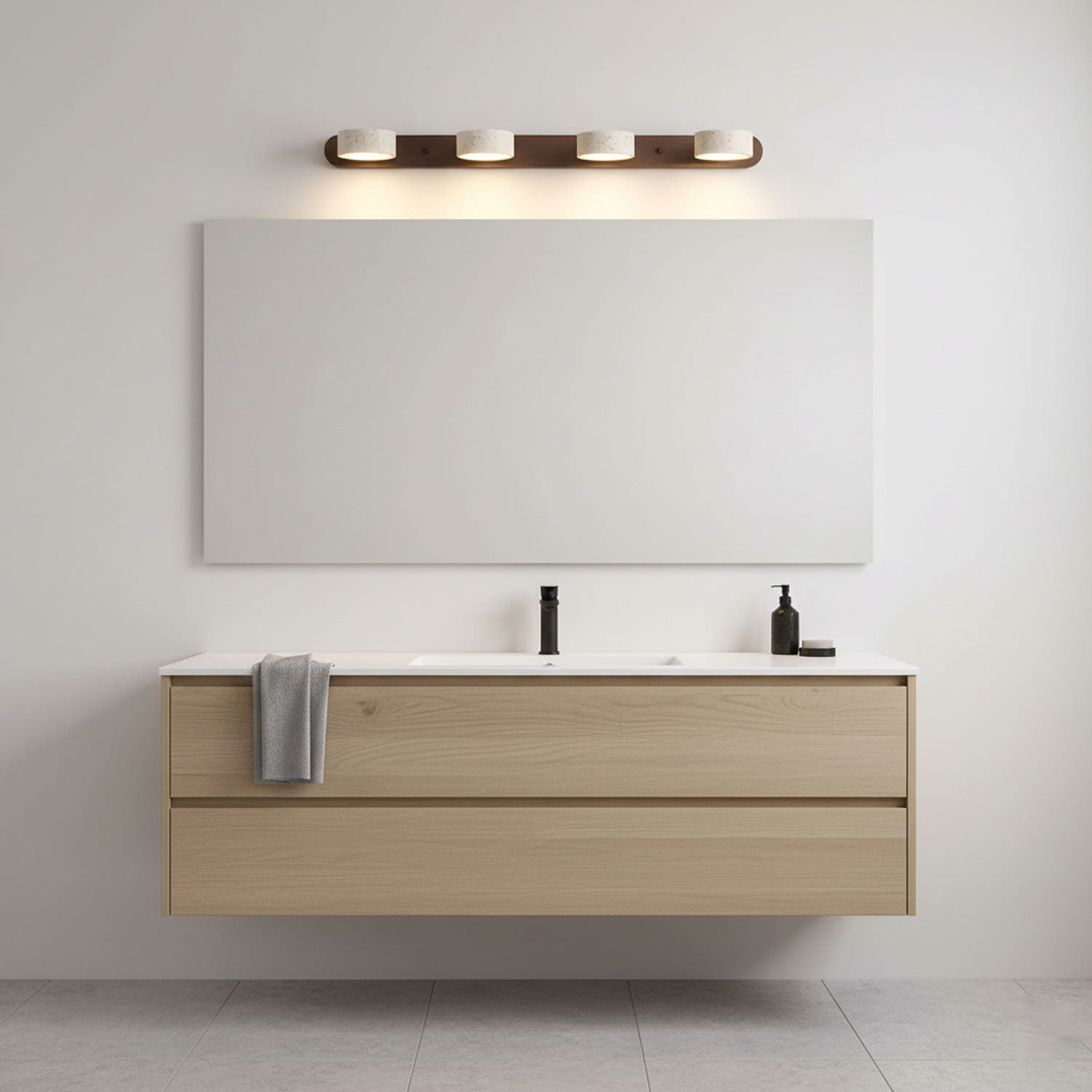 Travertine Duo LED Wall Light Natural Stone Dimmable Bedroom Living Room — 2 to 3 Lights