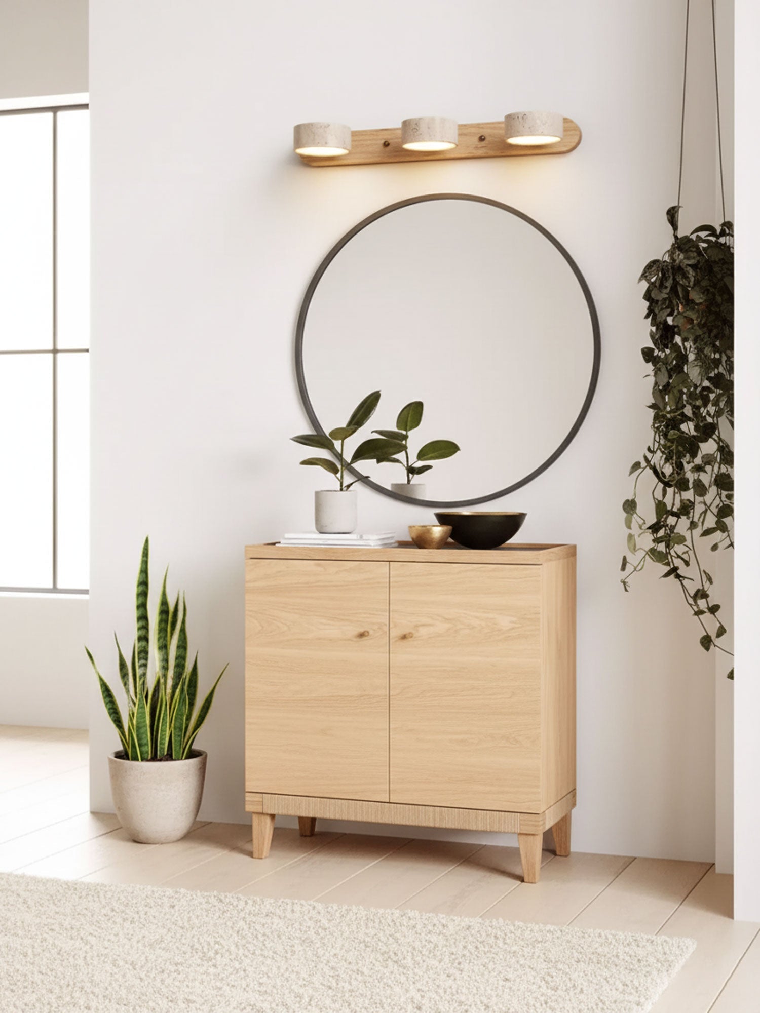 Travertine Duo LED Wall Light Natural Stone Dimmable Bedroom Living Room — 2 to 3 Lights