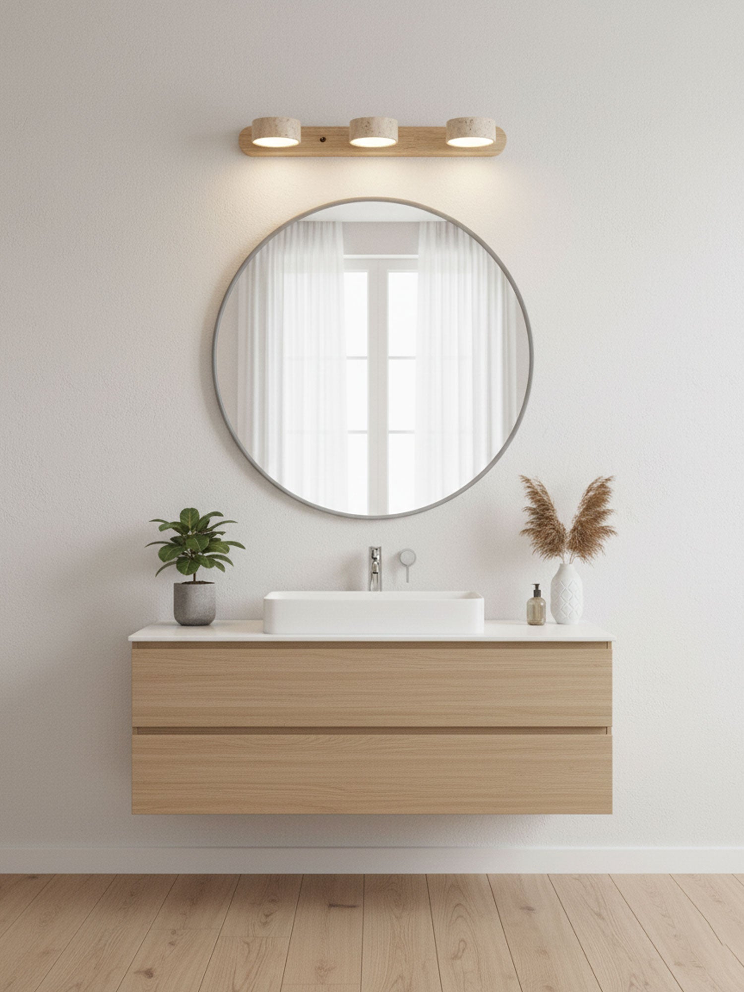 Travertine Duo LED Wall Light Natural Stone Dimmable Bedroom Living Room — 2 to 3 Lights