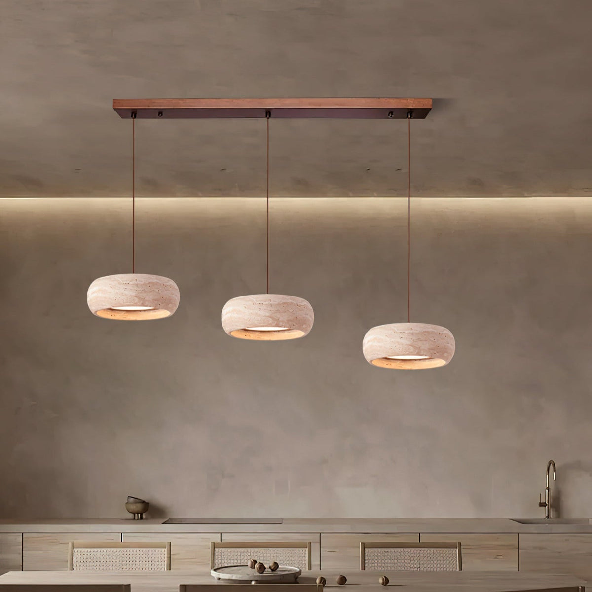 Ritta Donut-Shaped Pendant Lights Travertine