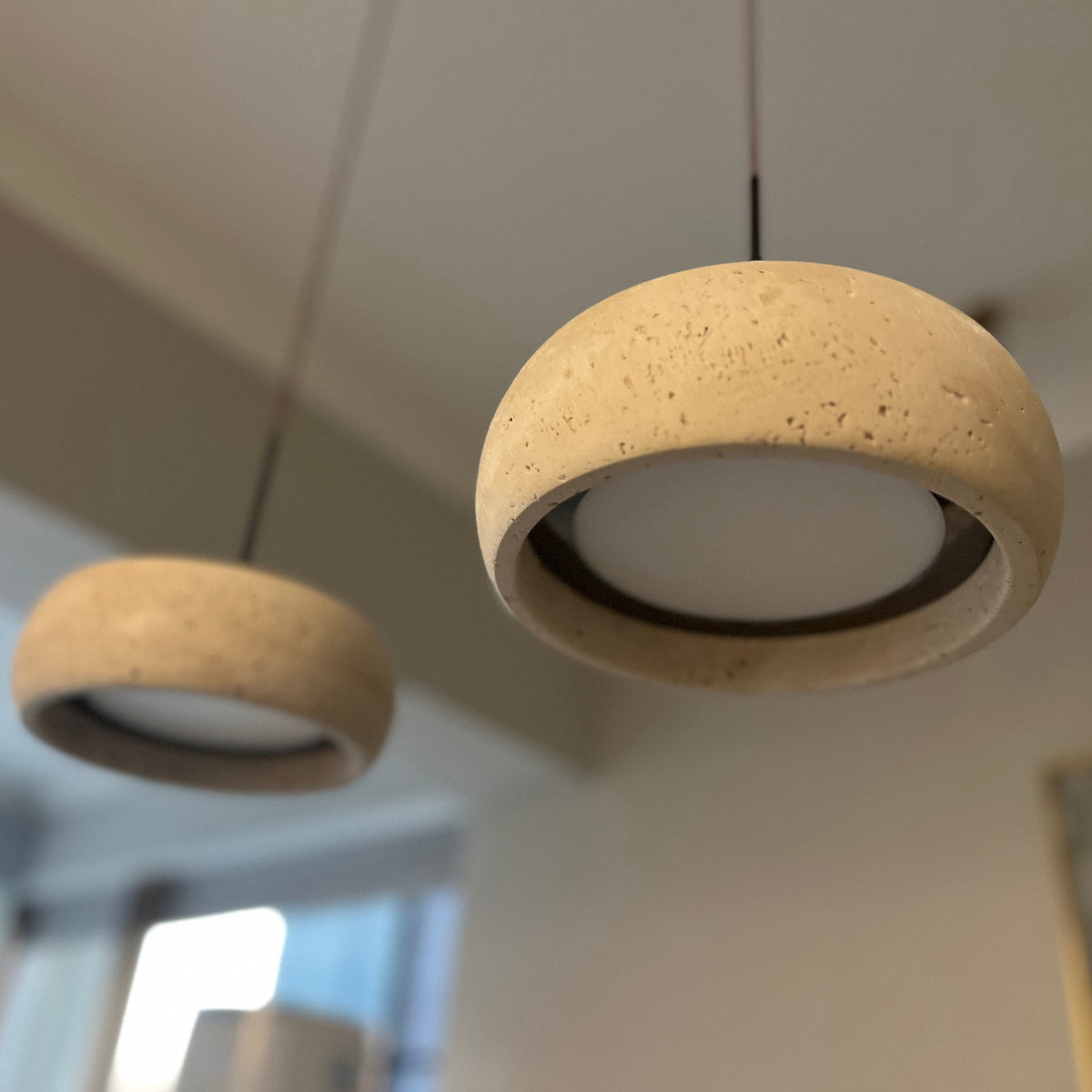 Ritta Donut-Shaped Pendant Lights Travertine