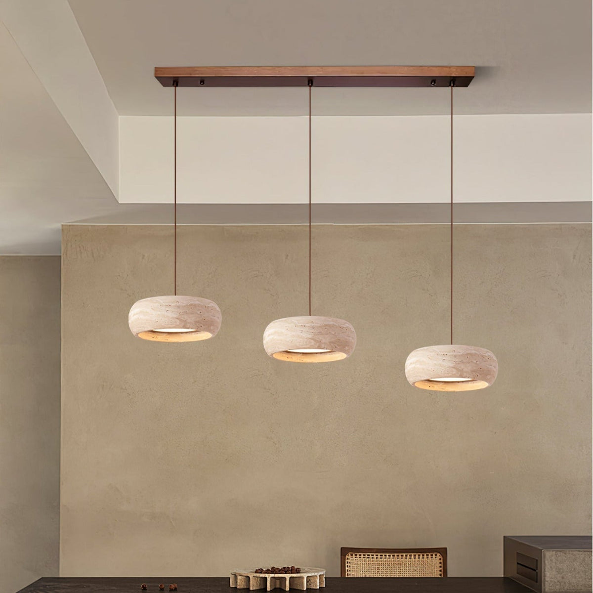 Ritta Donut-Shaped Pendant Lights Travertine
