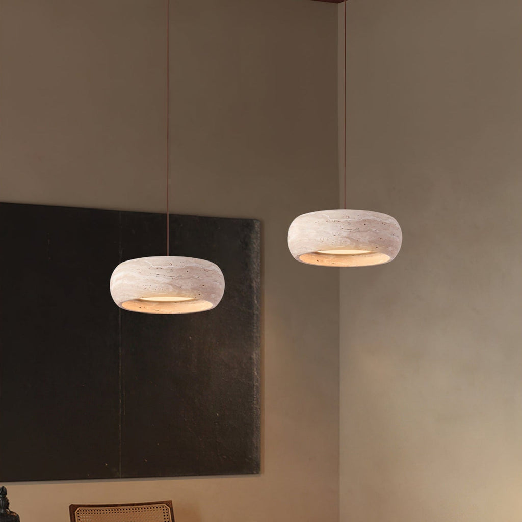 Ritta Donut-Shaped Pendant Lights Travertine
