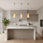 Alabaster Totem Pendant Lamp Stacked Natural Stone LED Warm White Dining Room Bedroom — 5 Configurations