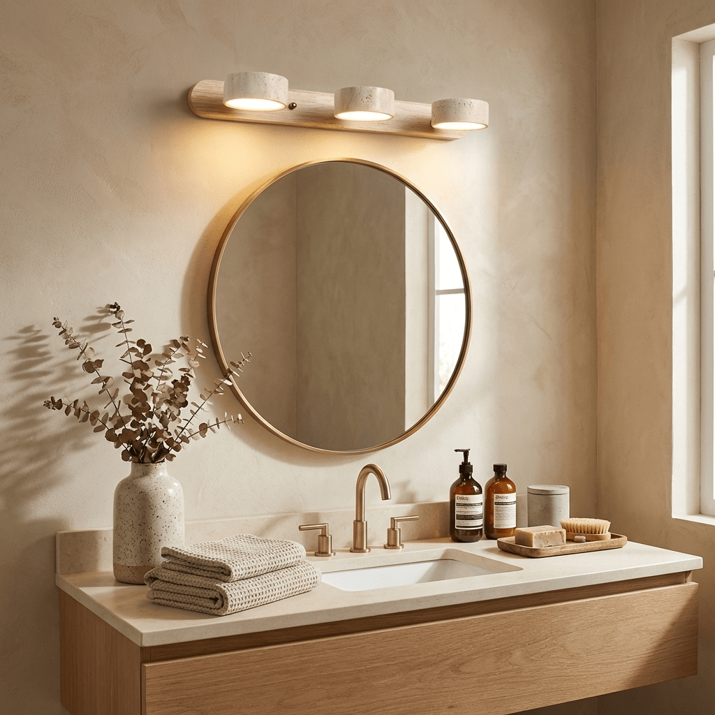 Travertine Duo LED Wall Light Natural Stone Dimmable Bedroom Living Room — 2 to 3 Lights