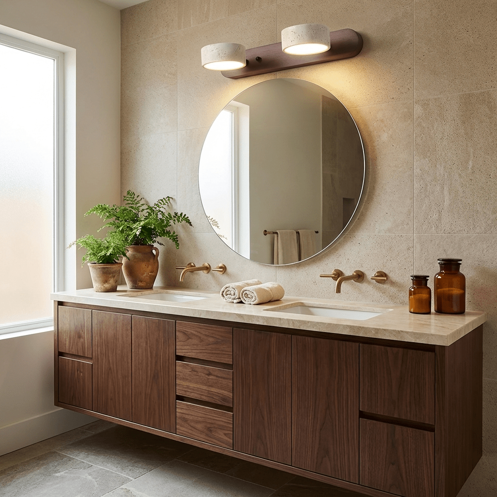 Travertine Duo LED Wall Light Natural Stone Dimmable Bedroom Living Room — 2 to 3 Lights