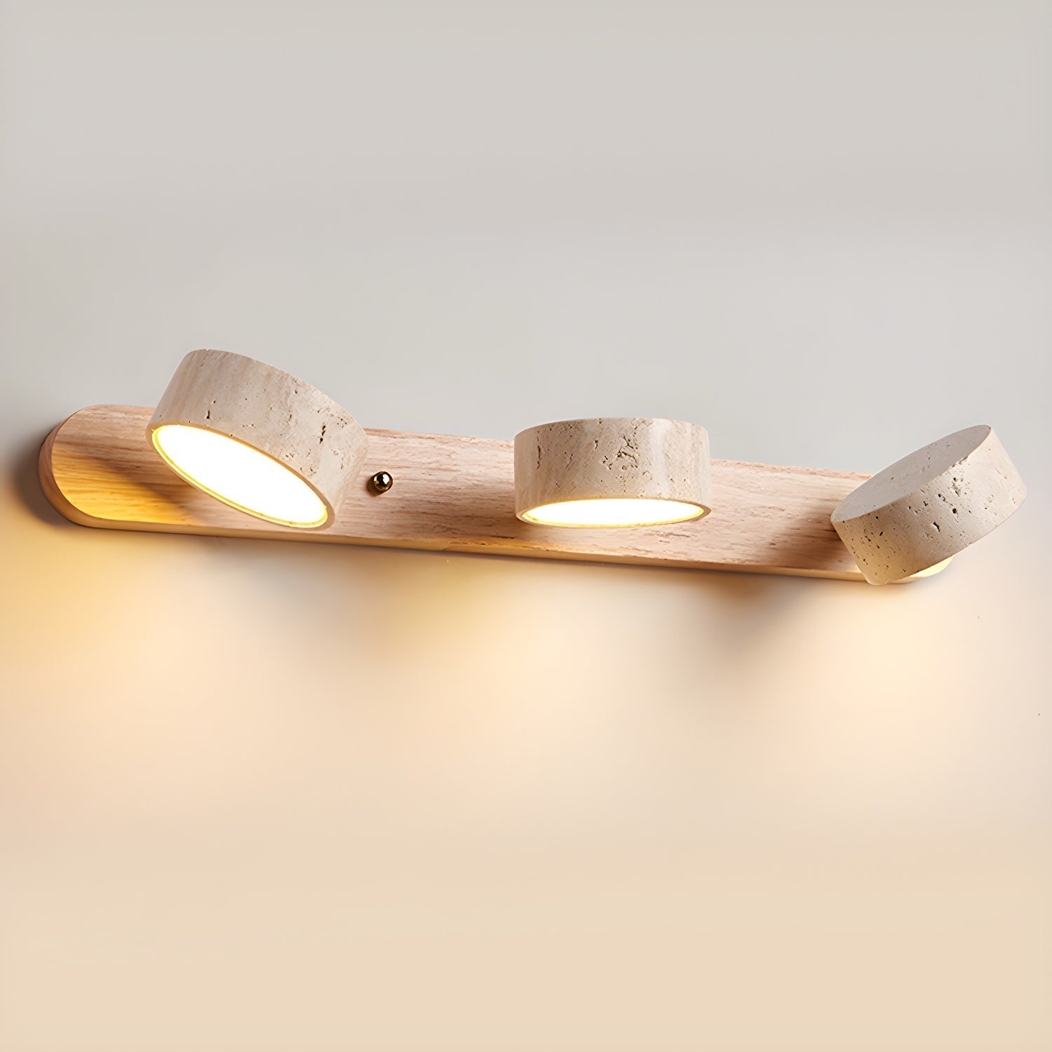 Travertine Duo LED Wall Light Natural Stone Dimmable Bedroom Living Room — 2 to 3 Lights