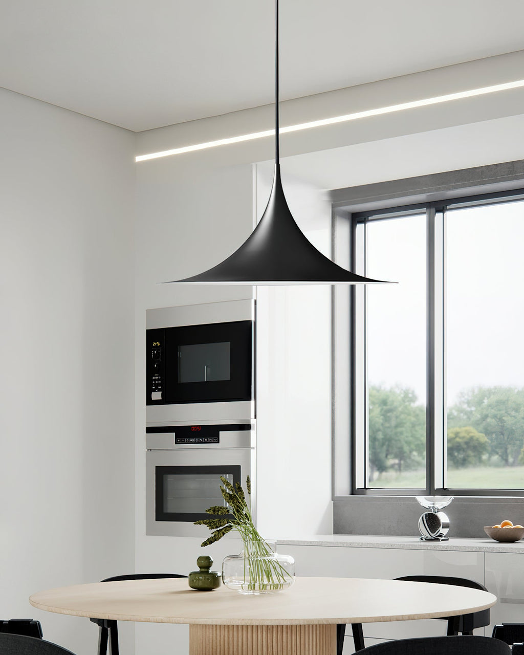 Pendant Lamp Slim Neck and Wide Flare Contemporary Dining