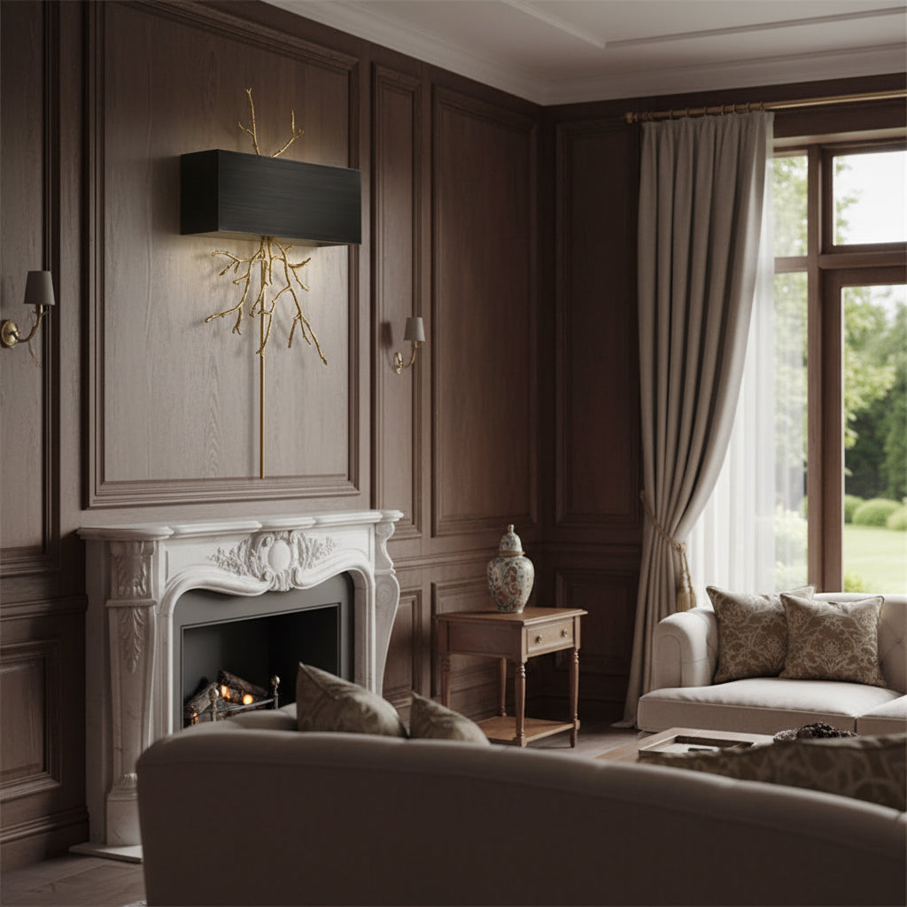 Twig Sculptural Wall Lamp Organic Branch LED Warm White Living Room Bedroom Restaurant — Brass Black