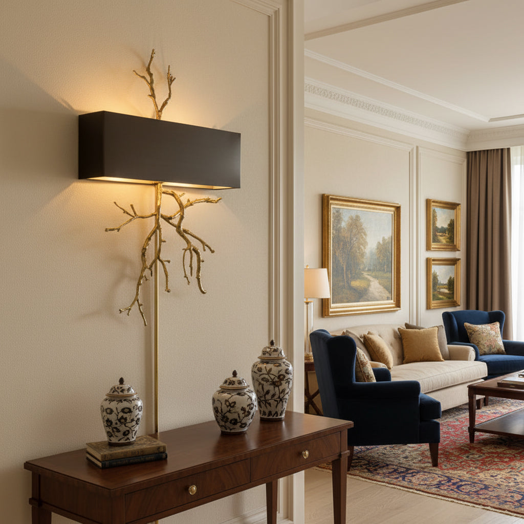 Twig Sculptural Wall Lamp Organic Branch LED Warm White Living Room Bedroom Restaurant — Brass Black