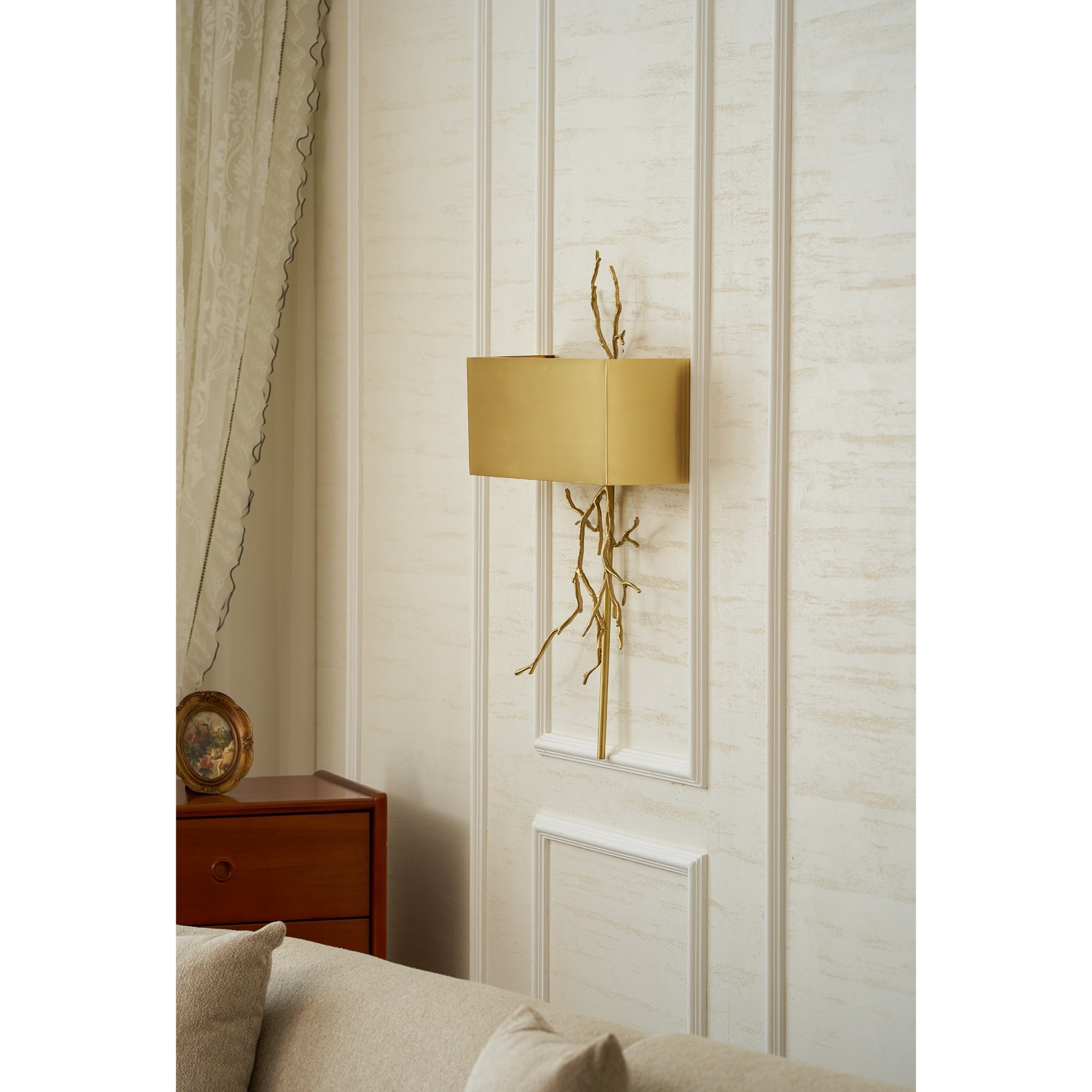 Twig Sculptural Wall Lamp Organic Branch LED Warm White Living Room Bedroom Restaurant — Brass Black