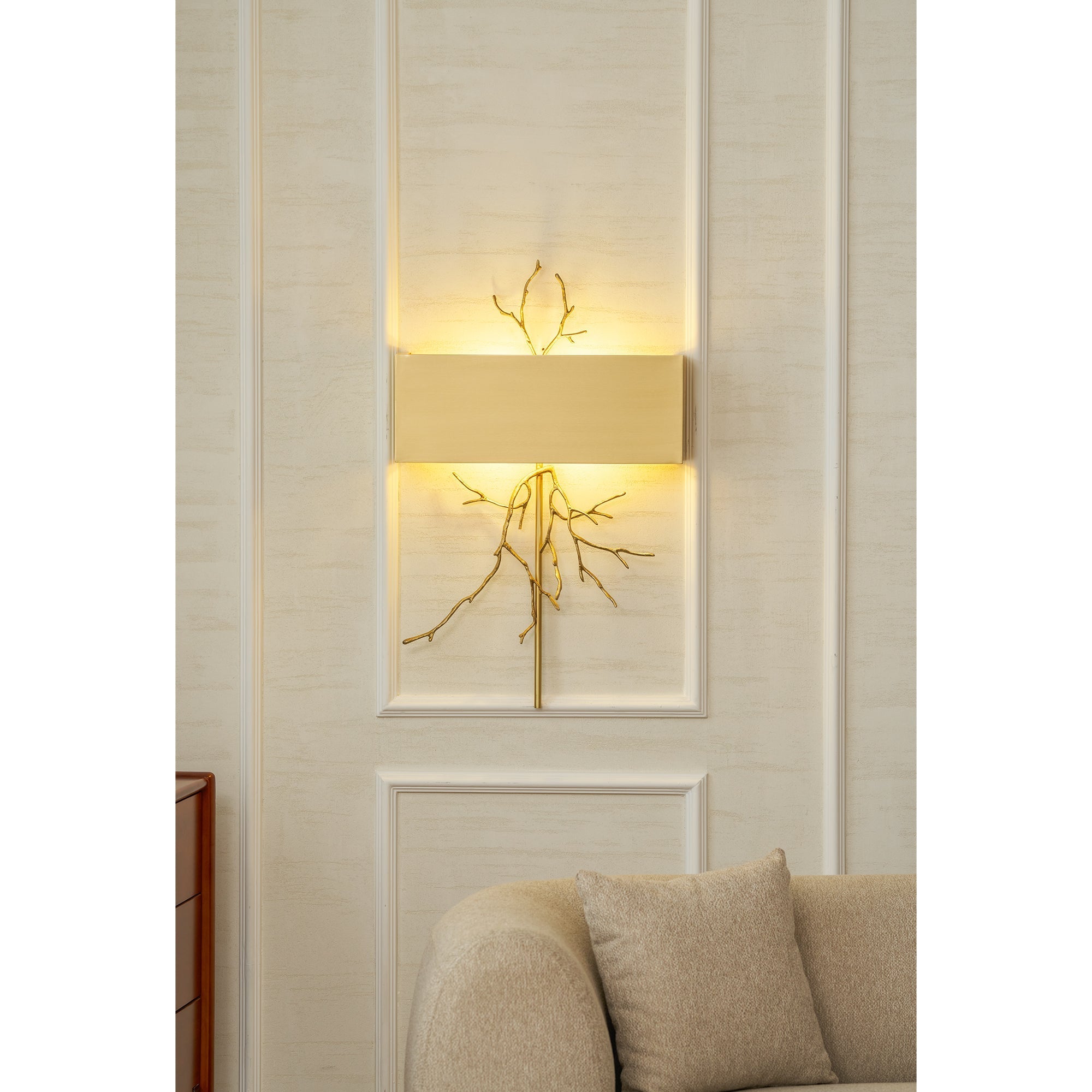 Twig Sculptural Wall Lamp Organic Branch LED Warm White Living Room Bedroom Restaurant — Brass Black