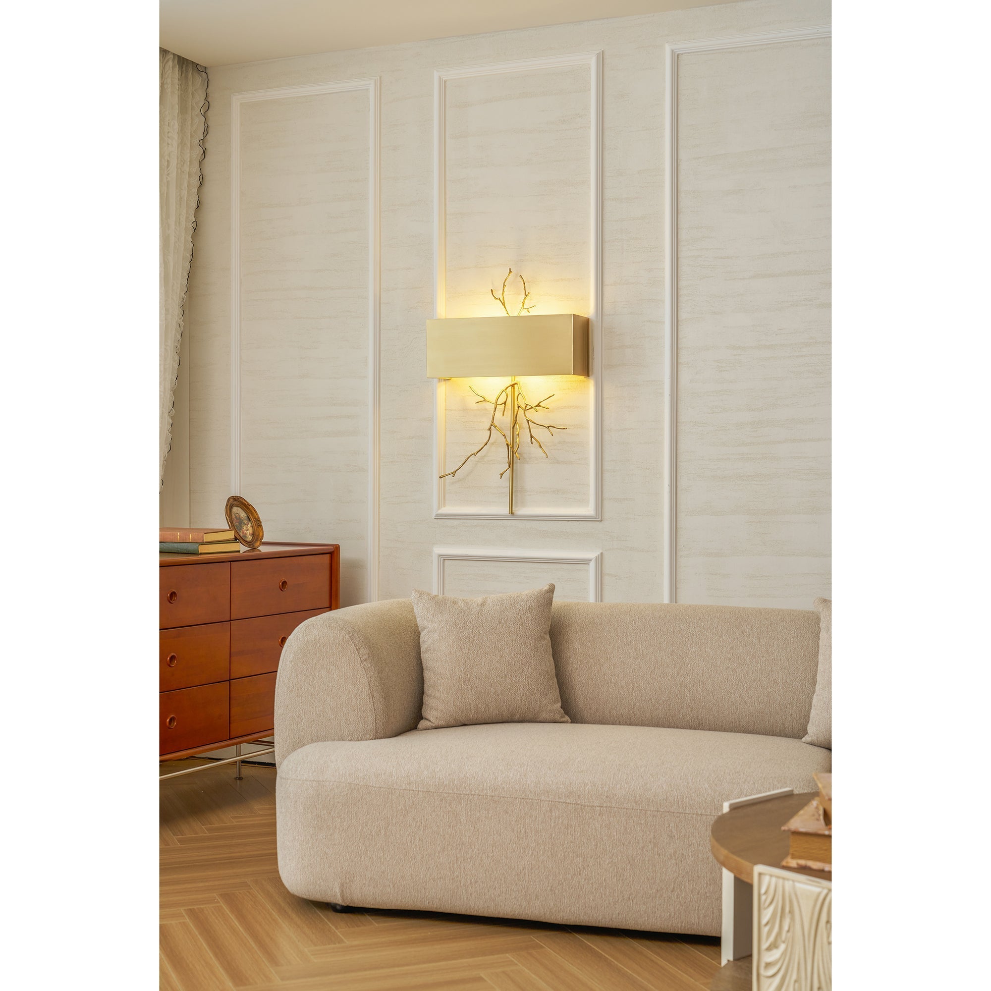 Twig Sculptural Wall Lamp Organic Branch LED Warm White Living Room Bedroom Restaurant — Brass Black