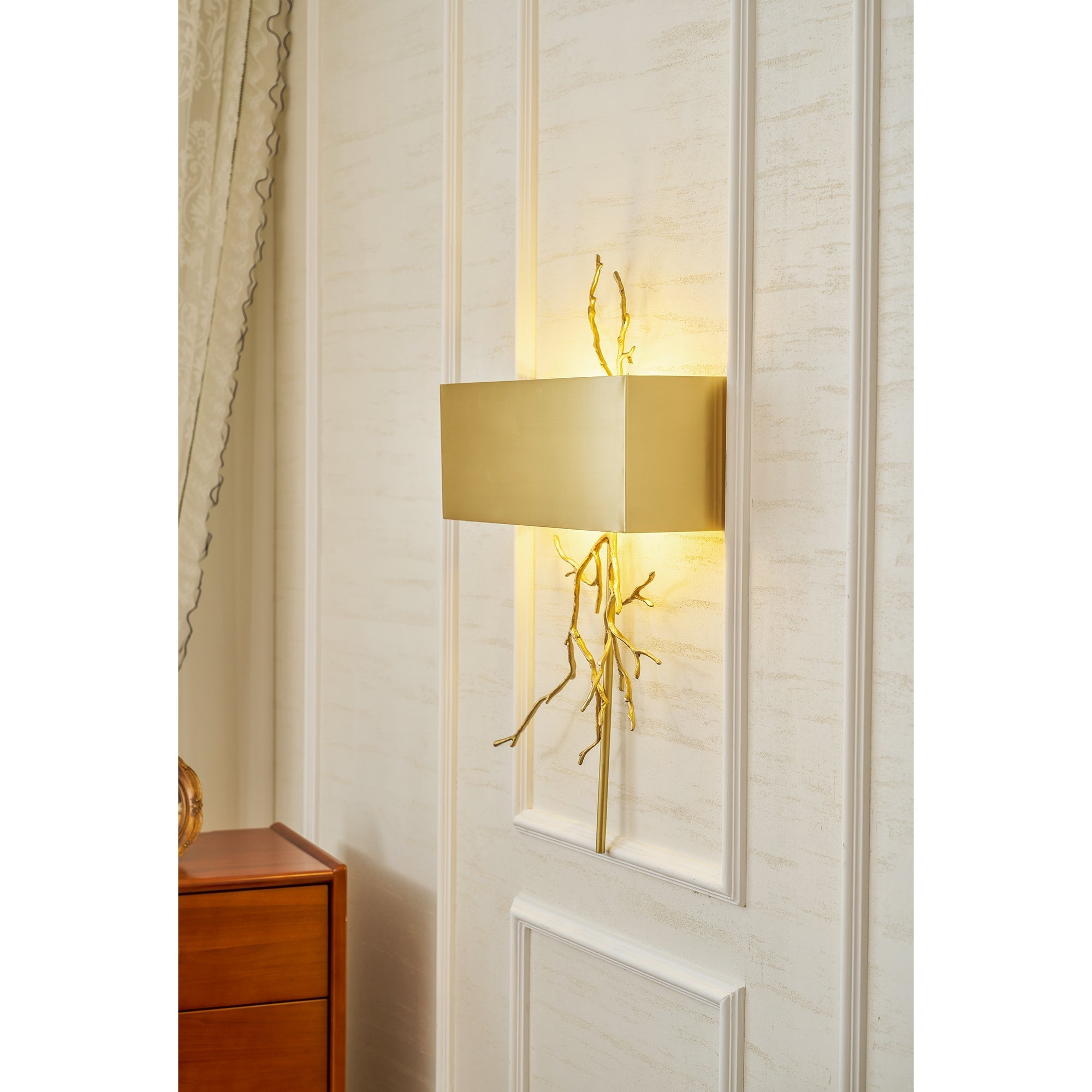 Twig Sculptural Wall Lamp Organic Branch LED Warm White Living Room Bedroom Restaurant — Brass Black